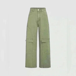 Cider wide  leg denim pocket cargo jeans green size medium